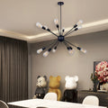 Industrial Black Iron 12-Light Orb Chandelier for Modern Living Room