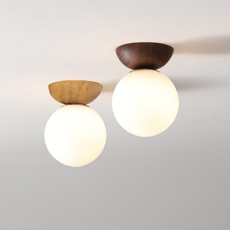 Contemporary Glass Iron Orb Semi-Flush Mount Light for Living Room