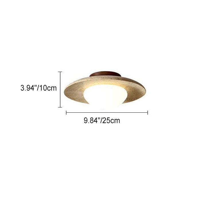 Vintage Round Travertine Flush Mount Ceiling Light Fixture for Hallway