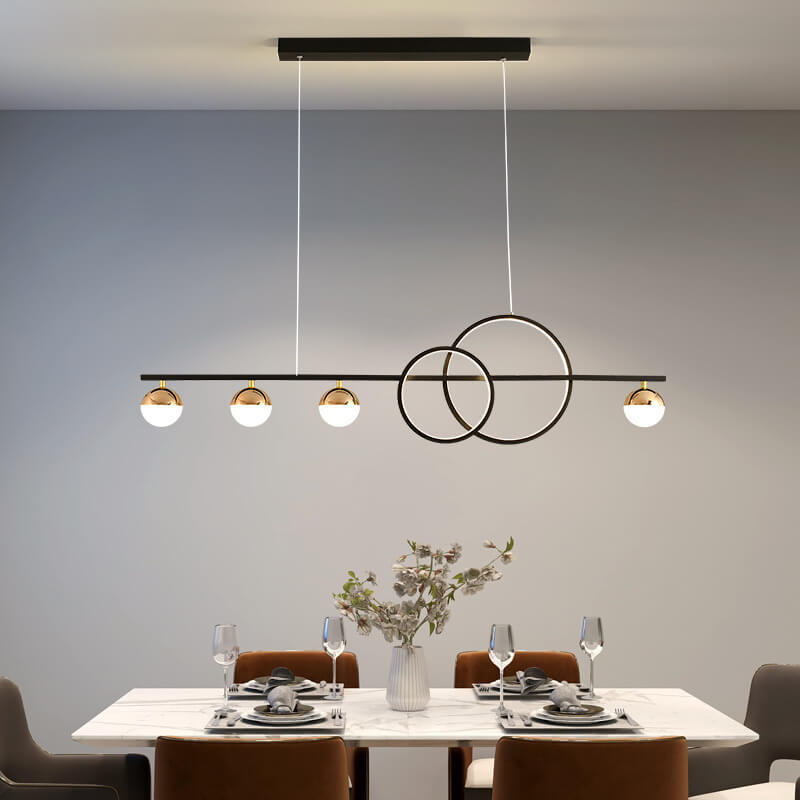 Sleek Silver LED Round Globe Chandelier Pendant Light for Kitchen Island