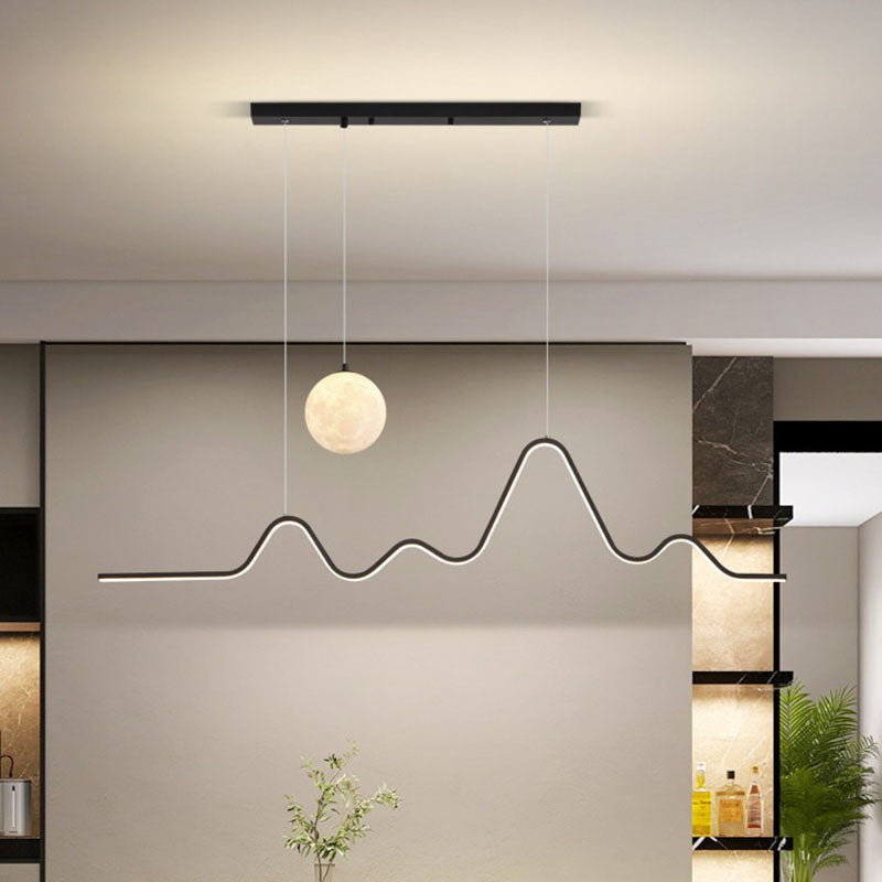 Sleek Silver Corrugated Aluminum LED Chandelier for Dining Room Lighting