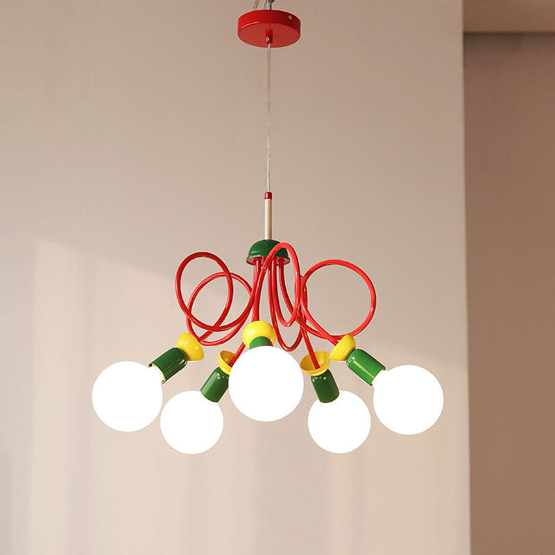 Scandinavian Black Orb Glass Chandelier, 2/3/5 Lights for Bedroom