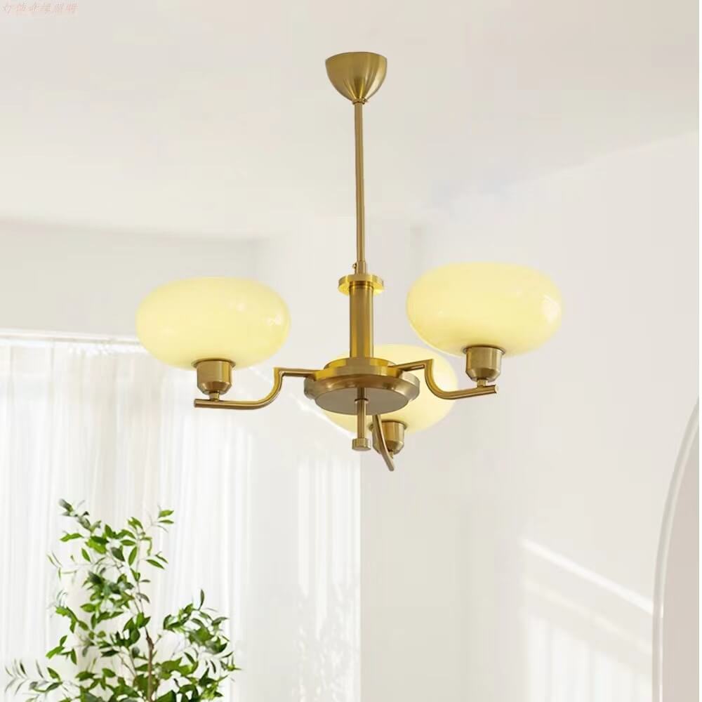 Traditional Vintage Milk White Glass Dome Chrome 3/5 Light Chandelier