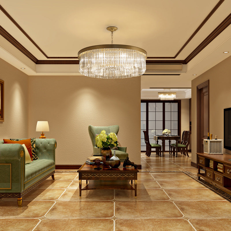 Modern Iron 8-Light Round Crystal Chandelier for Luxurious Living Room