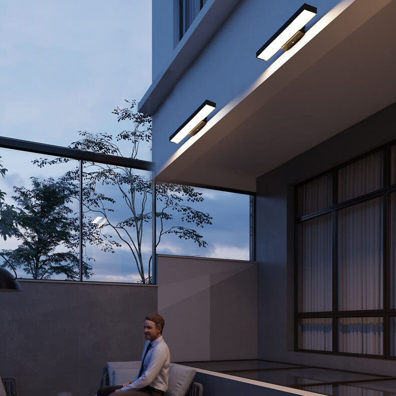 Minimalist Black Rectangular LED Outdoor Wall Sconce Lamp for Patios