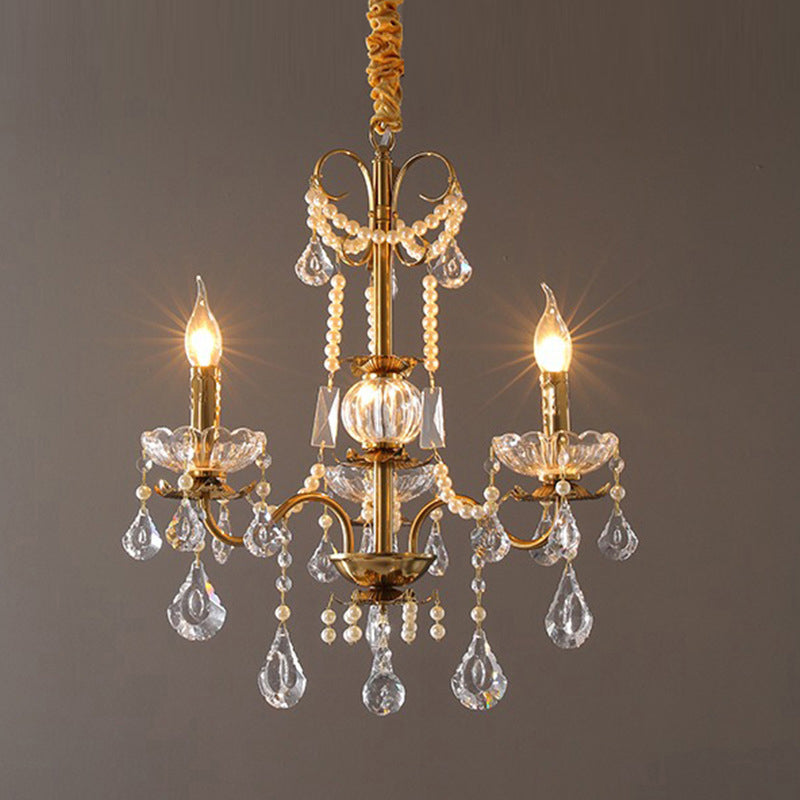 Elegant French Iron Crystal Candelabra Chandelier for Living Room 3/6/8 Lights