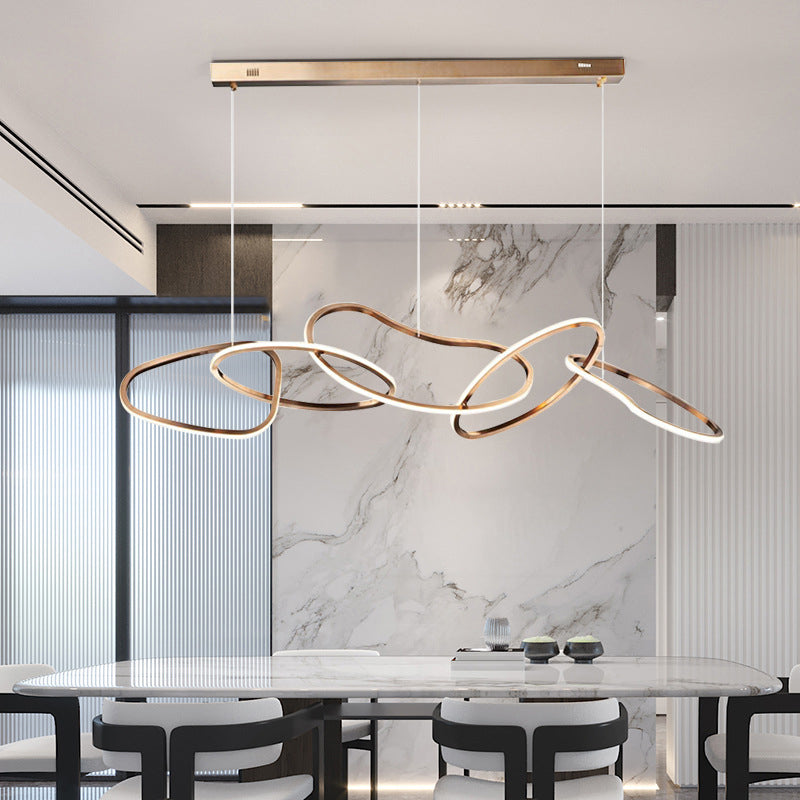 Modern Stainless Steel Round LED Chandelier for Dining Room Lighting