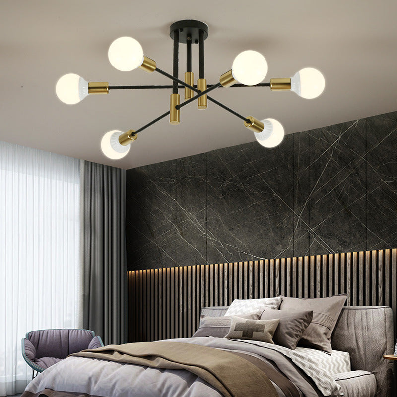 Nordic Minimalist Black Iron 4/6/8-Light Chandelier for Kitchen Island