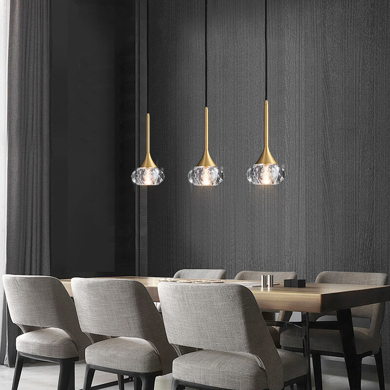 Elegant Brass Crystal Island Chandelier for Dining Room & Kitchen
