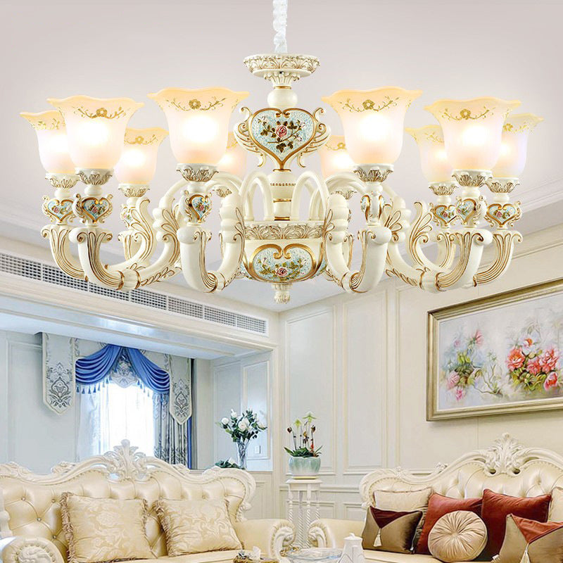 Art Deco Black Iron Glass Chandelier - 3/6/8/10 Light for Living Room