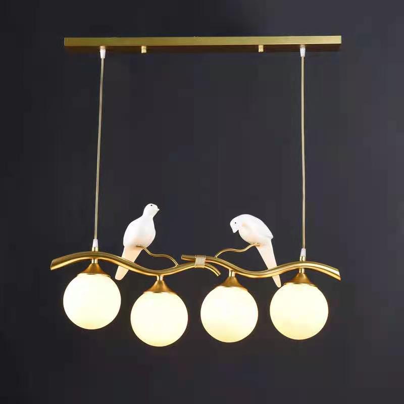 Modern Resin and Glass 4-Light Chandelier for Living Room Island
