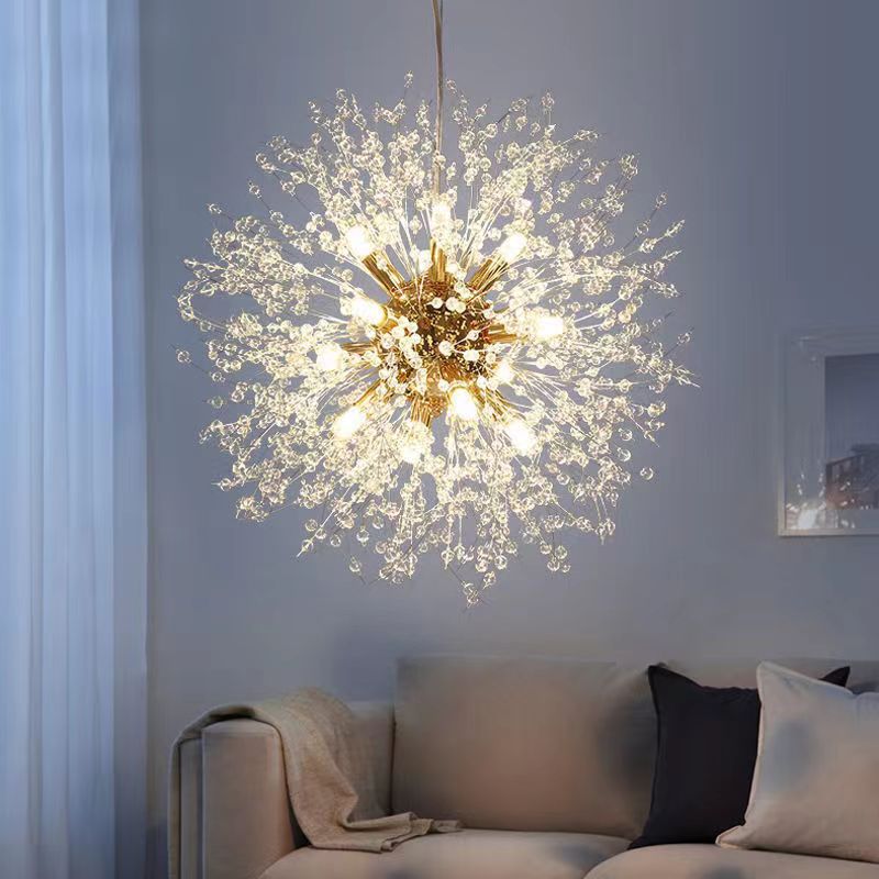 Scandinavian Style Dandelion Crystal Chandelier for Bedroom Lighting
