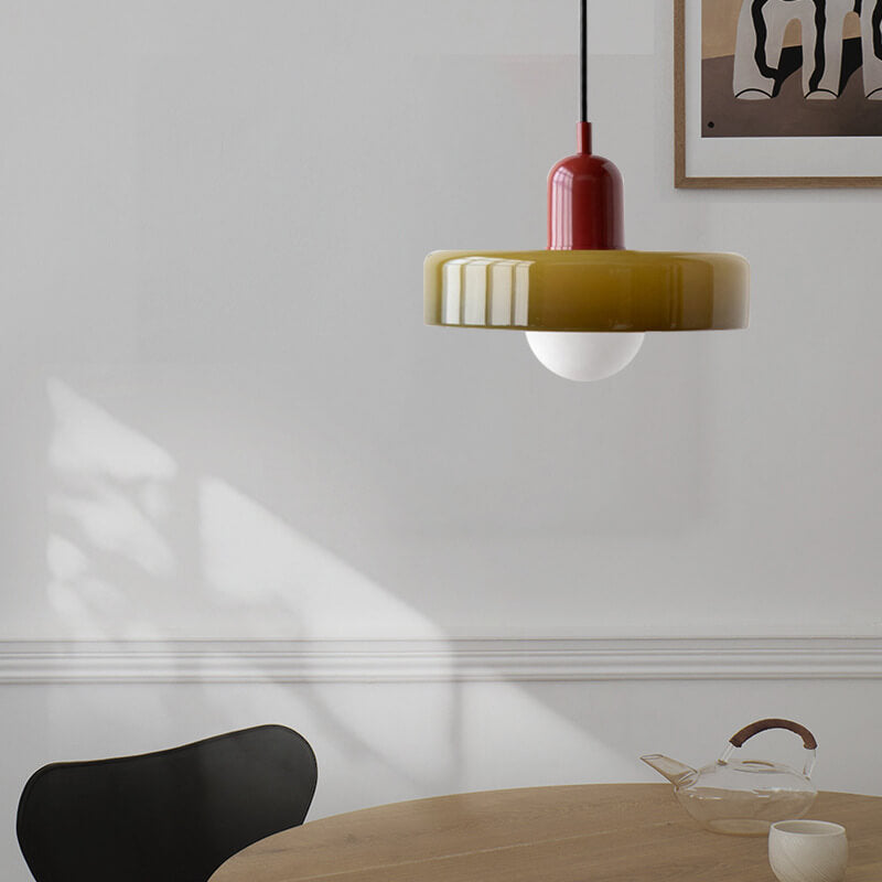 Vintage Colorful Glass Pendant Light Fixture for Dining or Living Room