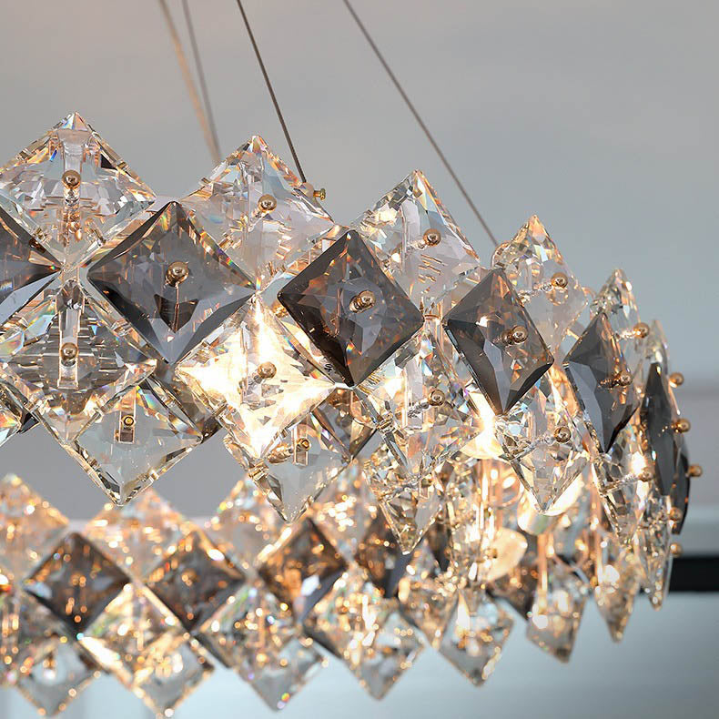 Modern Crystal Circular Chandelier with Plated Hardware for Living Room
