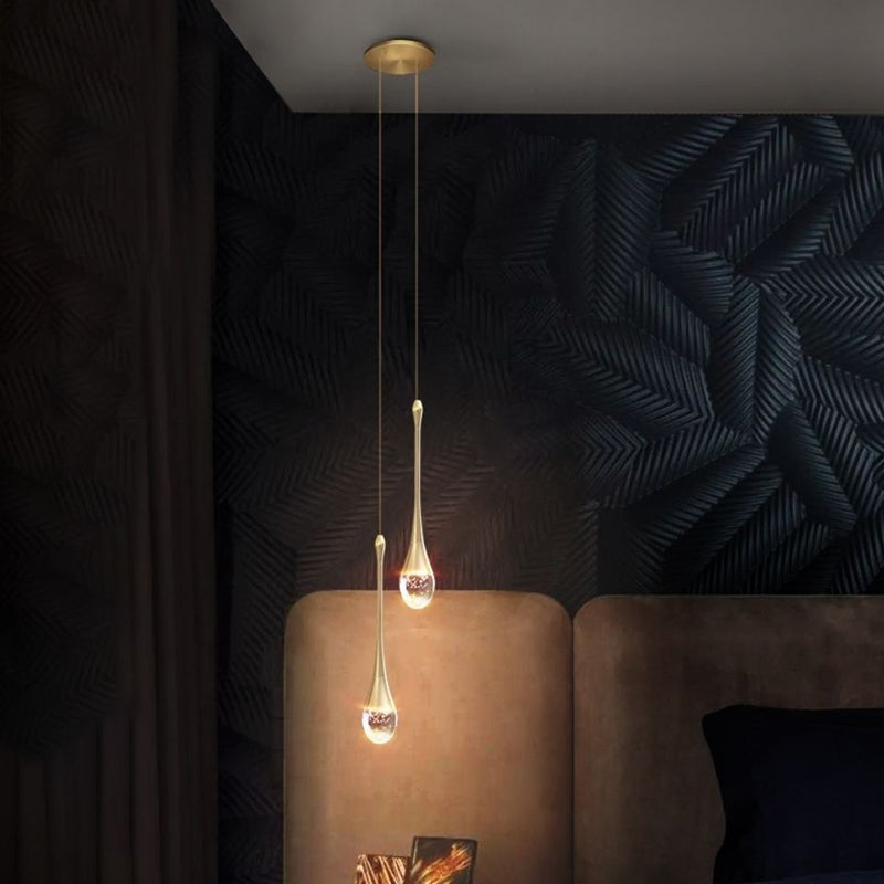 Scandinavian Water Drop Crystal LED Chandelier for Bedroom Decor