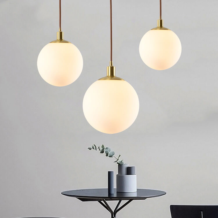 Modern White Orb 1-Light Pendant Fixture for Bedroom Nordic Minimalism