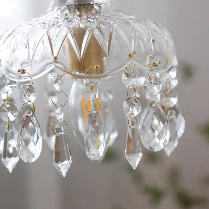Elegant Vintage Floral Crystal Pendant Light Fixture for Dining Room