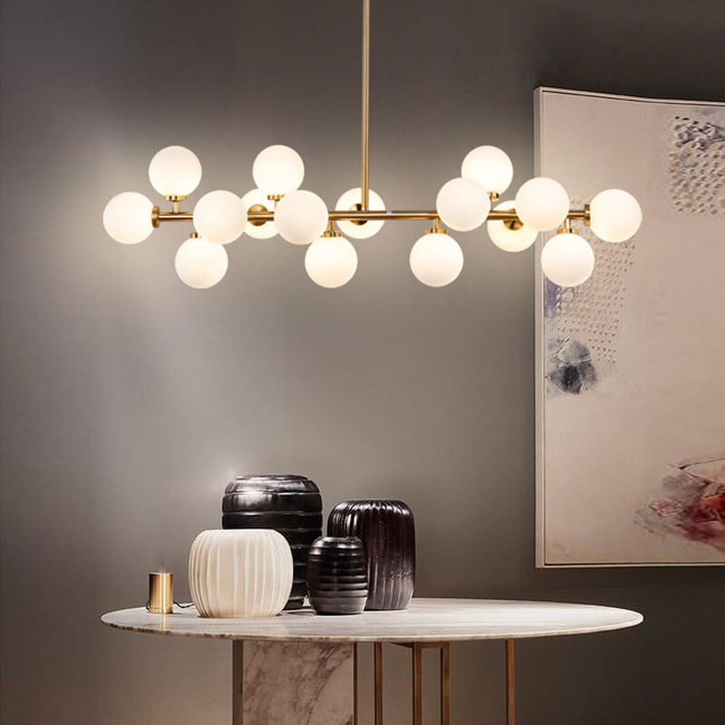 Contemporary Black Iron and Glass 16-Light Chandelier for Dining Rooms