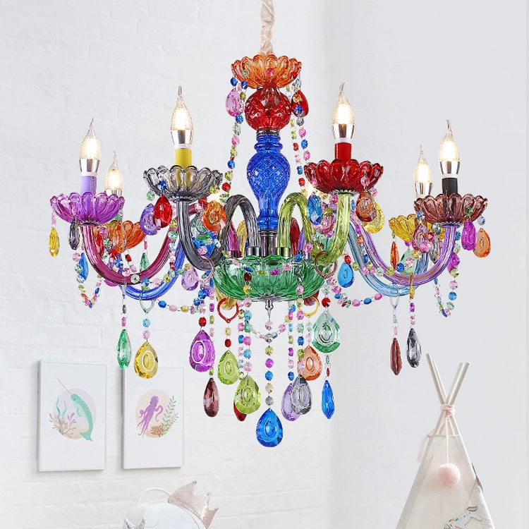 Elegant Black Crown Iron and Glass Crystal Chandelier for Dining Room