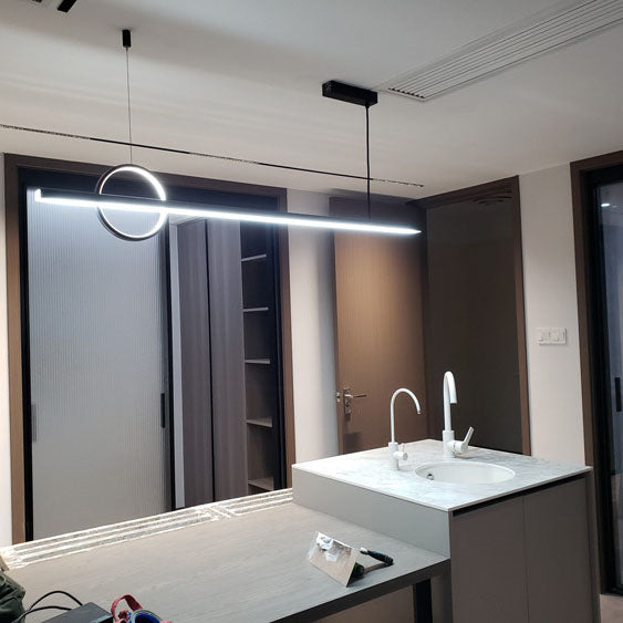 Copper Minimalist LED Chandelier with Circle Design for Modern Living Room