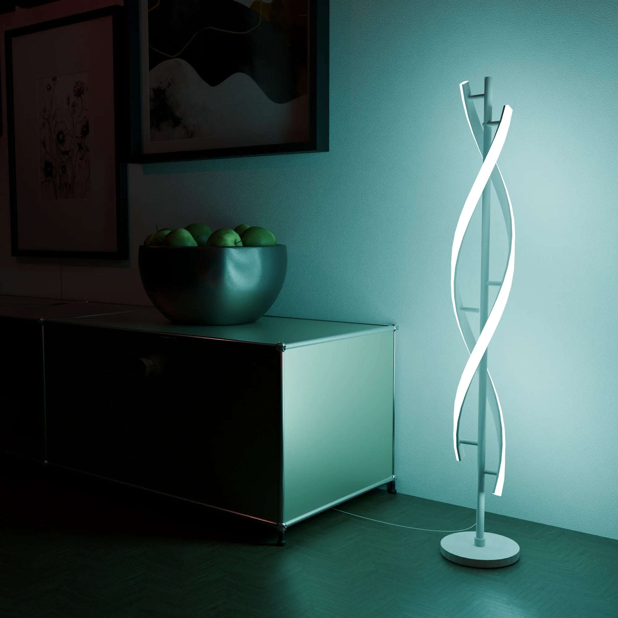 Elegant Modern White Floor Lamp with Light Wood Base for Living Room
