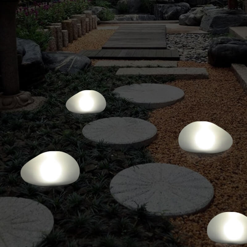 Solar Pebble Sandblasted Glass LED Garden Pathway Light for Outdoor Use