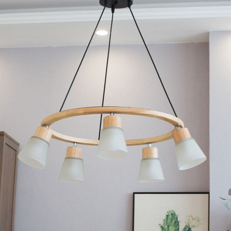 Nordic Minimalist Solid Wood 3/5-Light Chandelier for Living Room