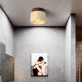 Vintage Round Travertine Flush Mount Ceiling Light Fixture for Hallway