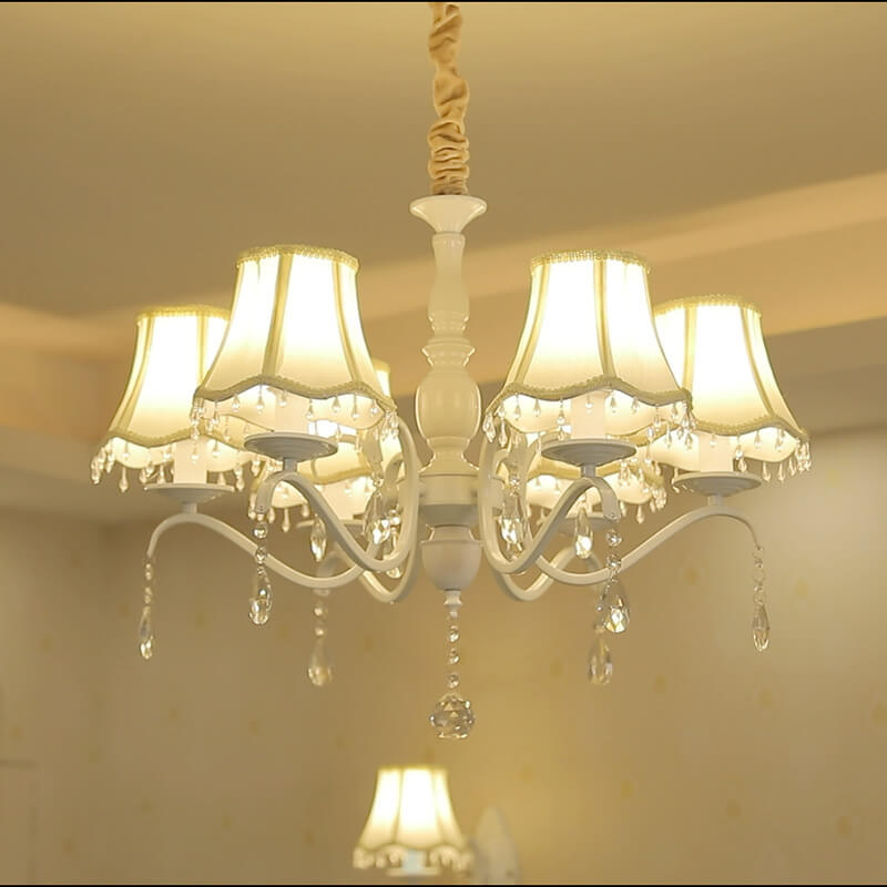Elegant Modern Iron and Crystal Chandelier for Dining or Living Room