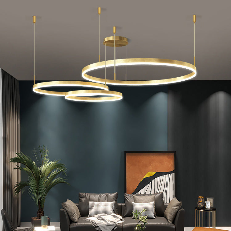 Sleek Black Multi-Tier LED Circle Chandelier for Modern Living Room Decor
