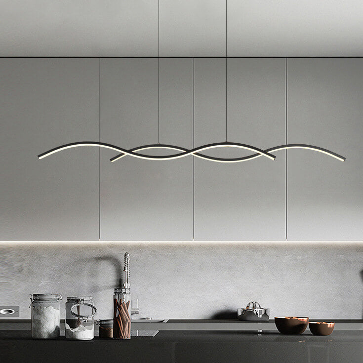 Nordic Minimalist LED Chandelier with Wave Design for Dining Room