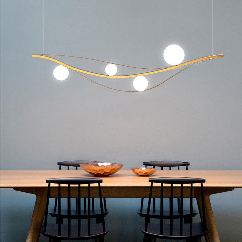 Nordic Style 4-Light Island Chandelier in Black Metal for Kitchen Diner