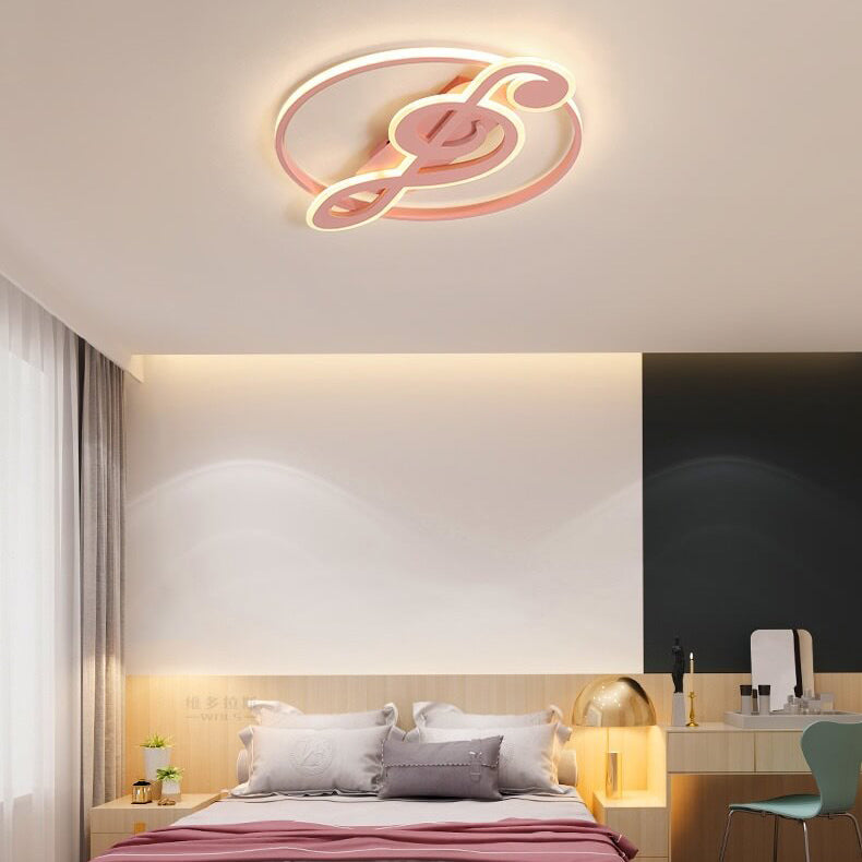 Nordic Style White Music Notes LED Flush Mount Light for Bedroom Hallway