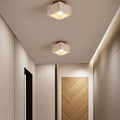Wabi-Sabi Yellow Travertine Column Semi-Flush Light for Rustic Spaces