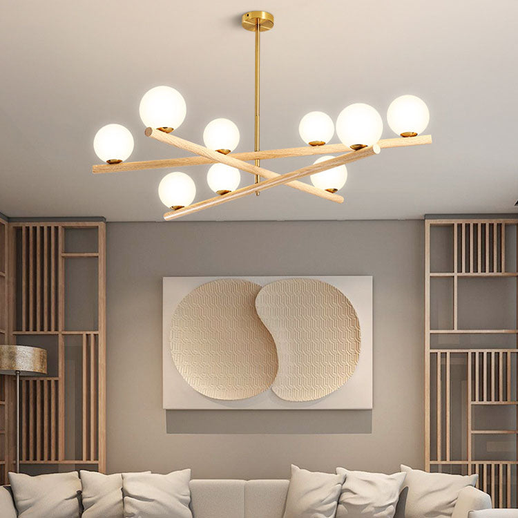 Modern Black Metal & Glass 6/9 Light Chandelier for Living Room