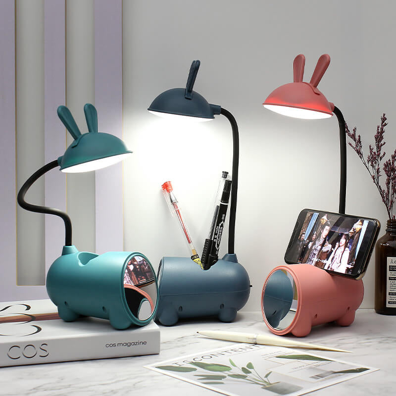Whimsical White Rabbit LED Touch USB Desk Lamp for Home Office Decor
