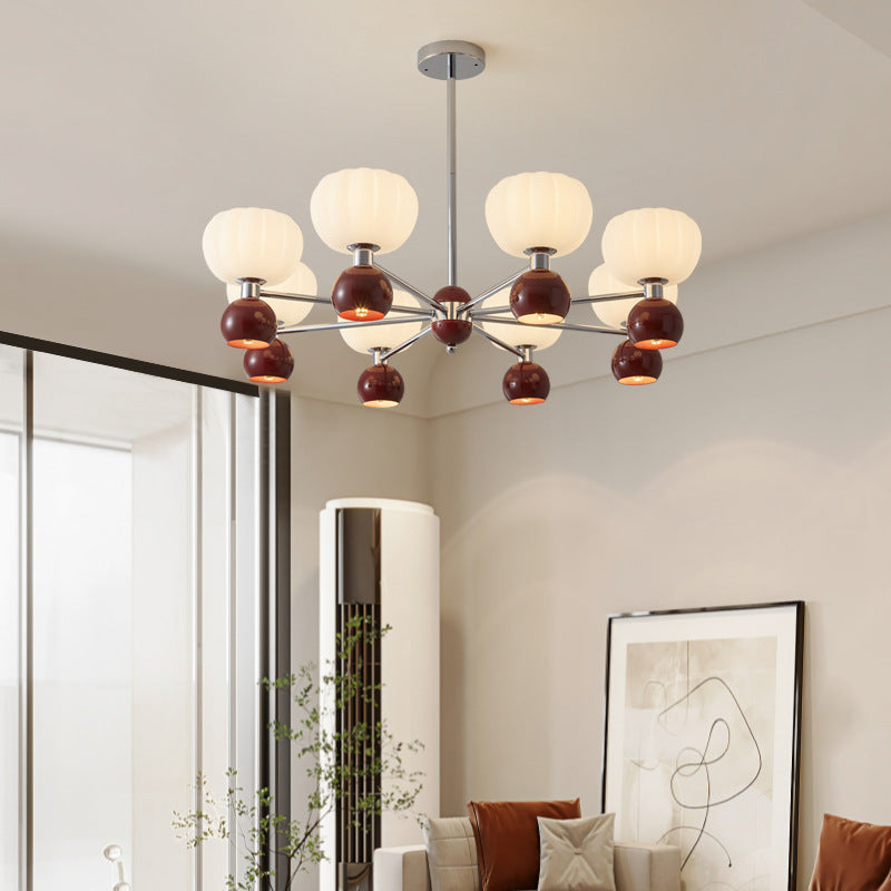 Rustic French Iron Frame Pumpkin Acrylic Chandelier for Living Room