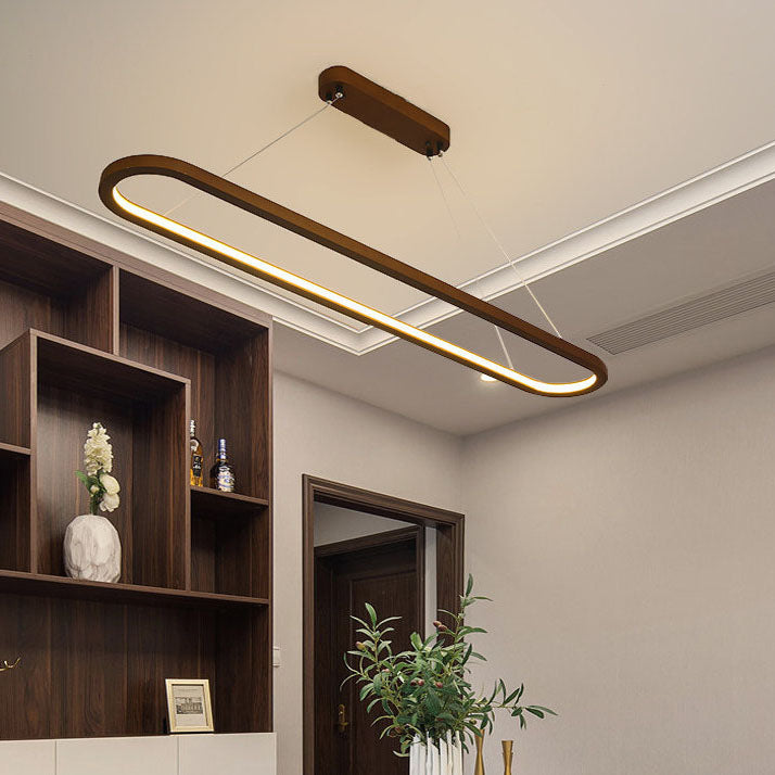 Modern Solid Wood Round LED Island Chandelier for Kitchen Dining Room