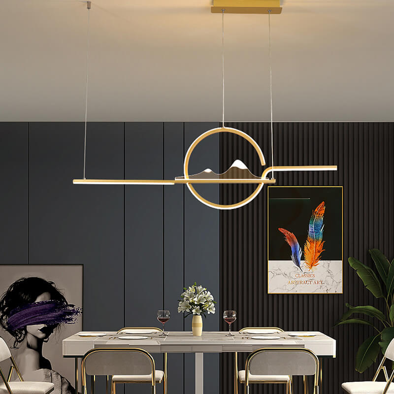 Contemporary Black LED Chandelier Pendant Light for Dining Room & Foyer