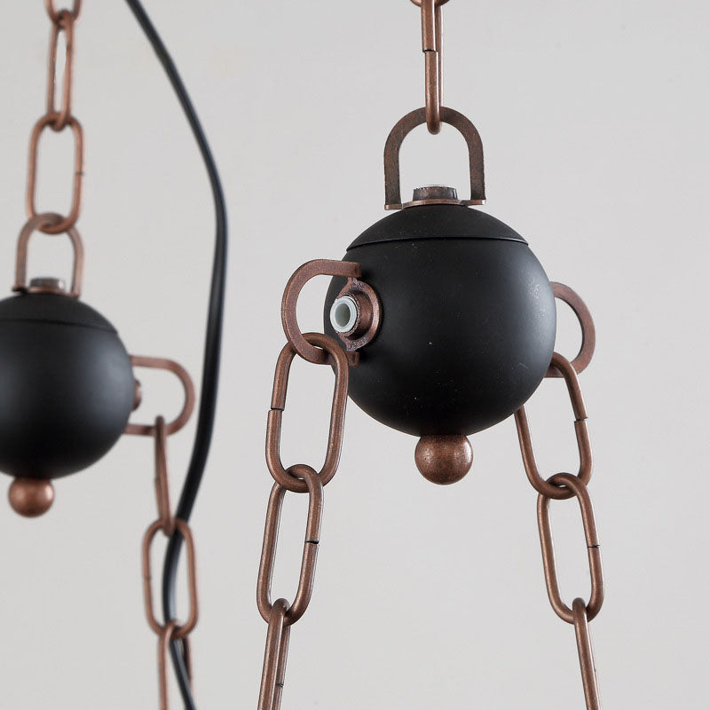 Rustic Wooden Strip Iron 3-Light Chandelier for Farmhouse Dining Room