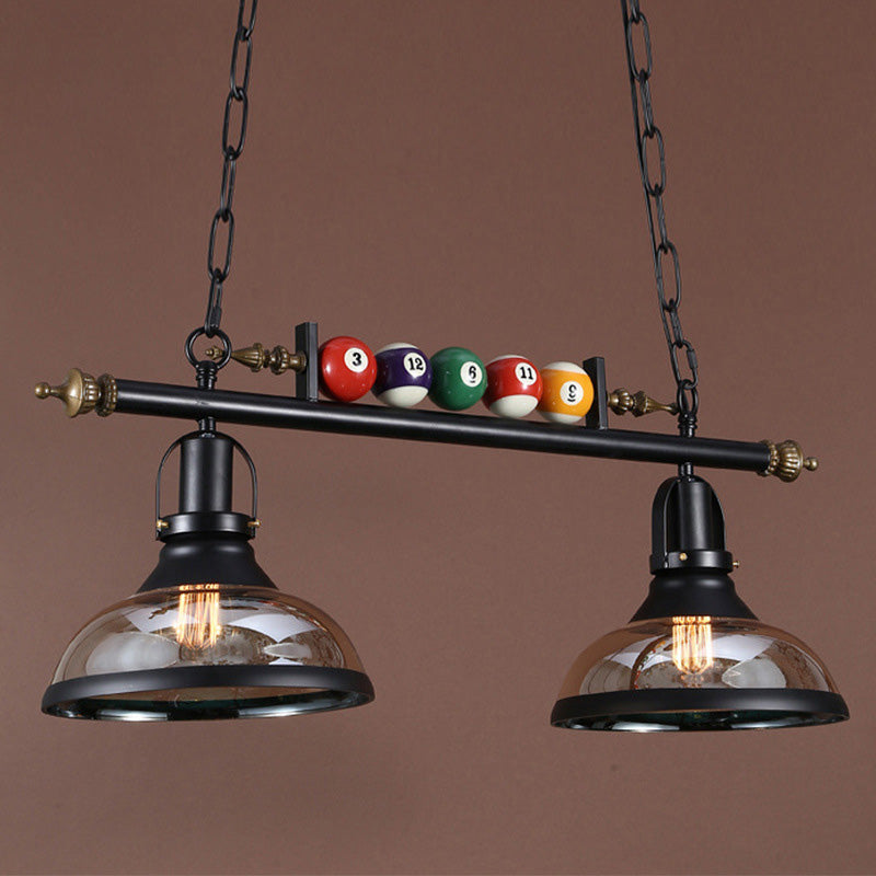 Industrial Round Iron and Glass Chandelier Pendant Light for Dining Room
