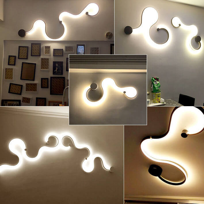 Sleek Silver Aluminum Snake Shaped LED Wall Sconce for Modern Decor