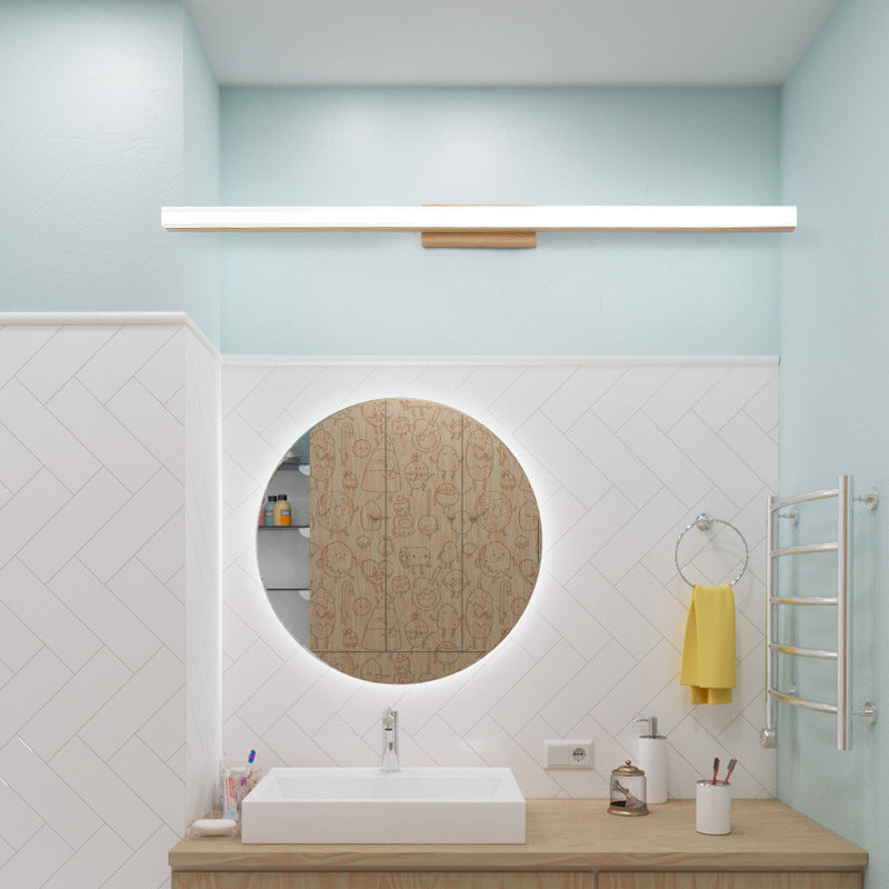 Scandinavian Natural Wood LED Wall Sconce Lamp for Modern Bathrooms