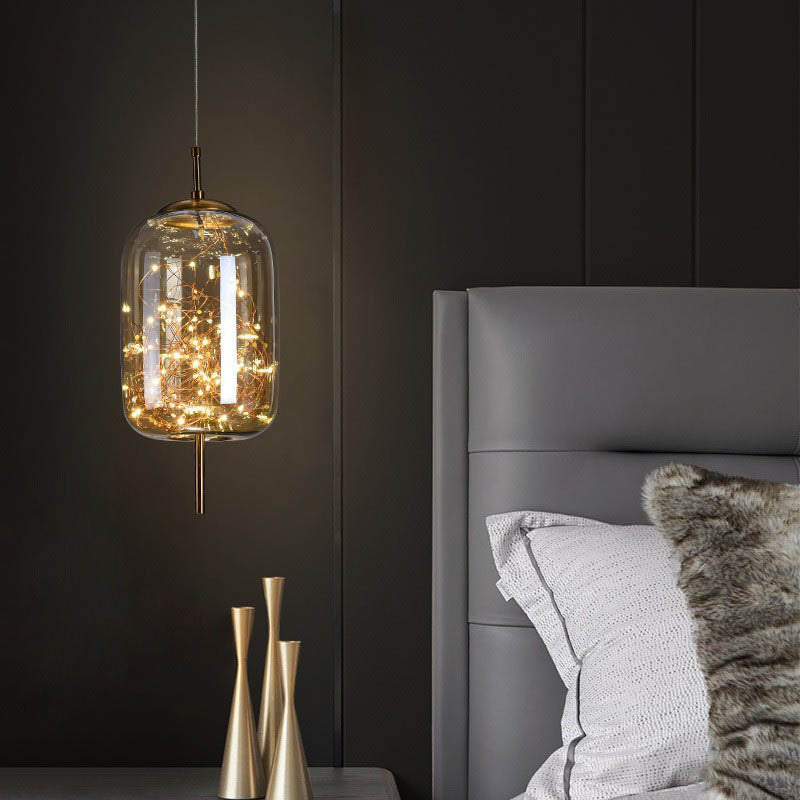 Scandinavian Contemporary Oval Glass Pendant Light for Bedroom Decor