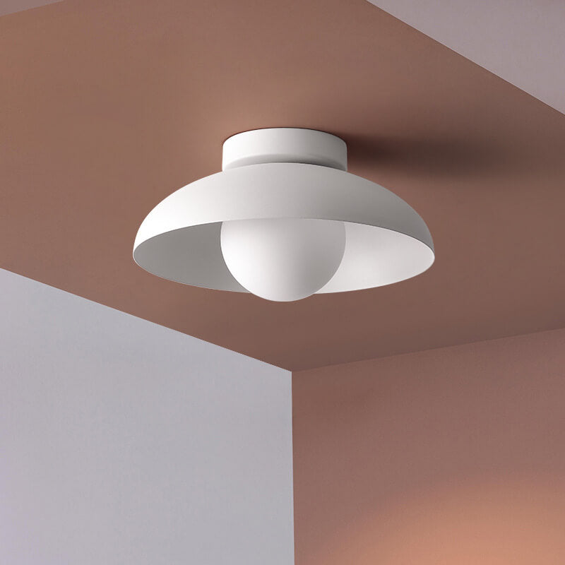 Nordic Wabi-Sabi Iron & Glass Semi-Flush Mount Light for Living Room