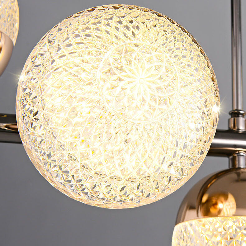 Contemporary Clear Acrylic and Iron Rod LED Chandelier for Kitchen Island