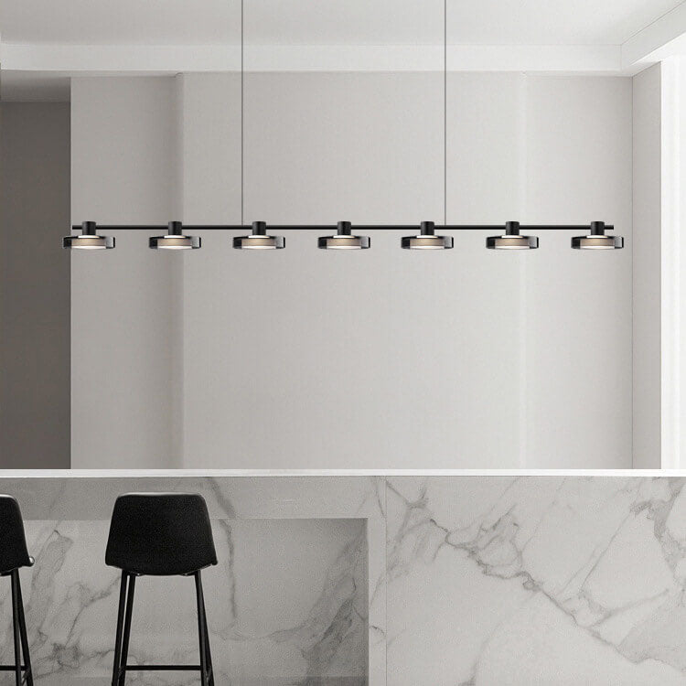 Nordic Black Stainless Steel LED Island Chandelier for Kitchen Decor