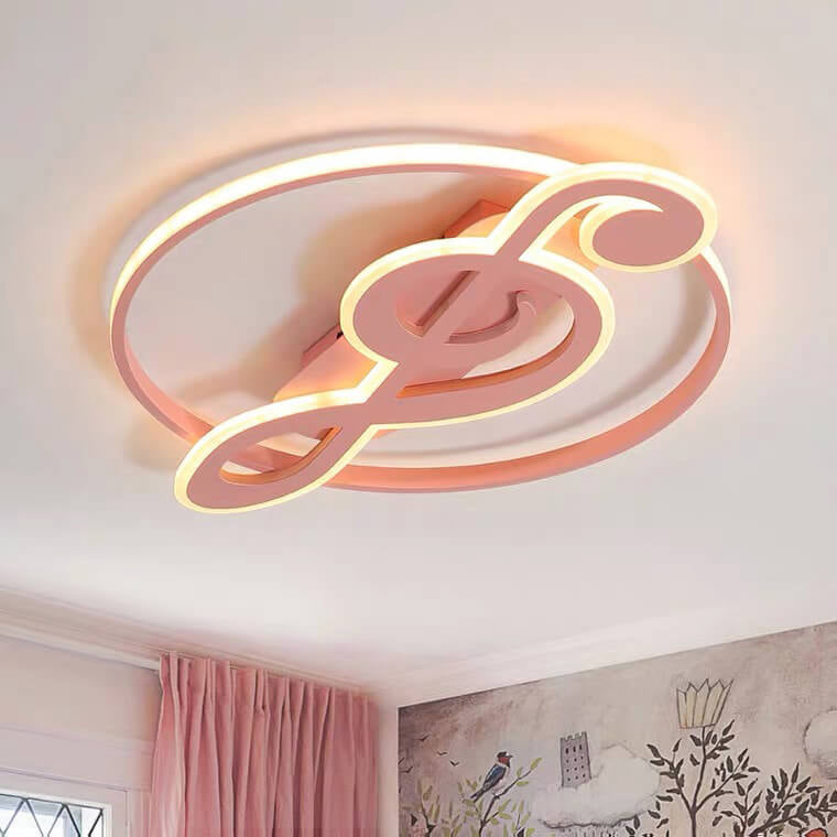 Nordic Style White Music Notes LED Flush Mount Light for Bedroom Hallway