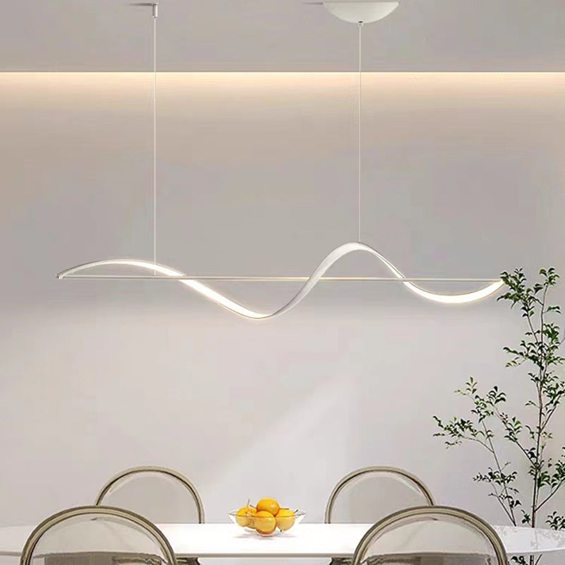 Sleek Aluminum Linear LED Chandelier in Silicone for Dining Room Elegance