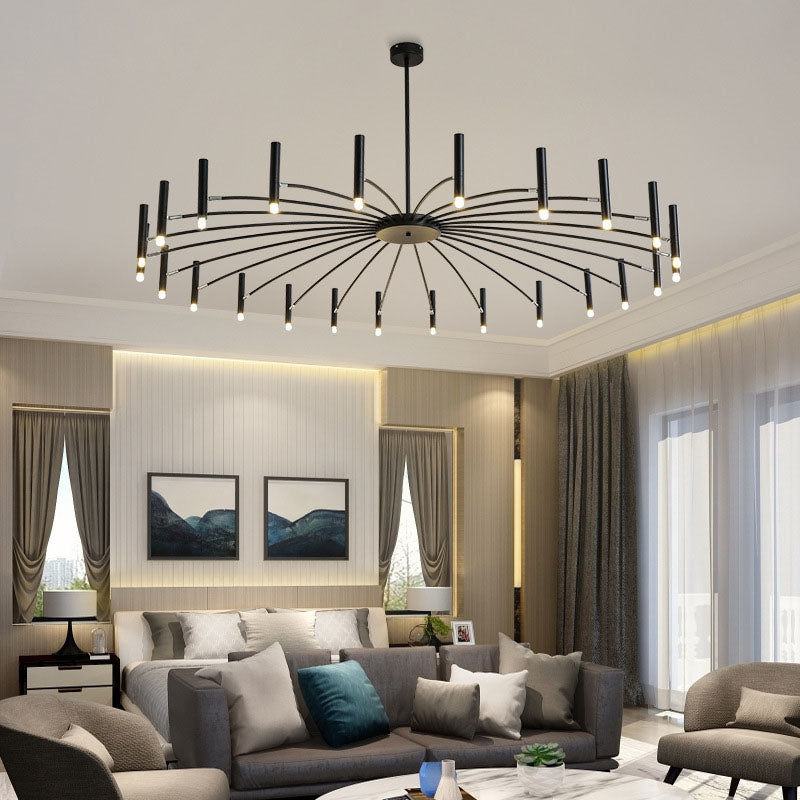 Modern Round Radioactive Iron Aluminum Chandelier for Living Room Lighting